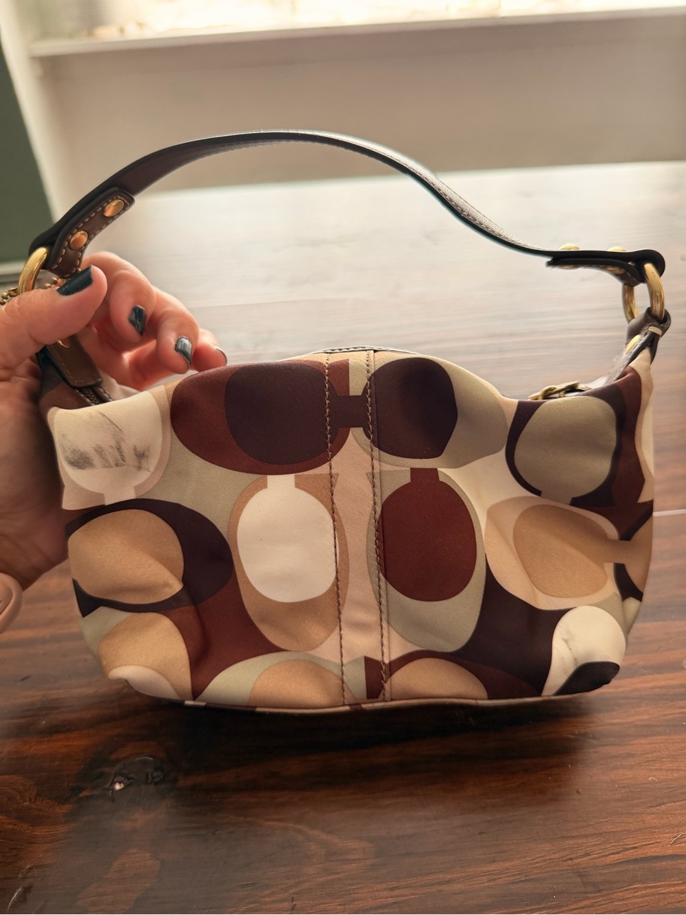 Vintage Coach Y2K Neutral Multi-Tone Signature Pattern Bag - Picture 5 of 7